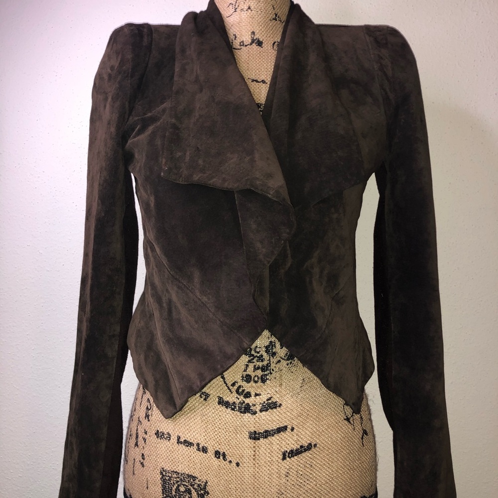 ✨Vintage Brown Leather Jacket with Shoulder Pad✨